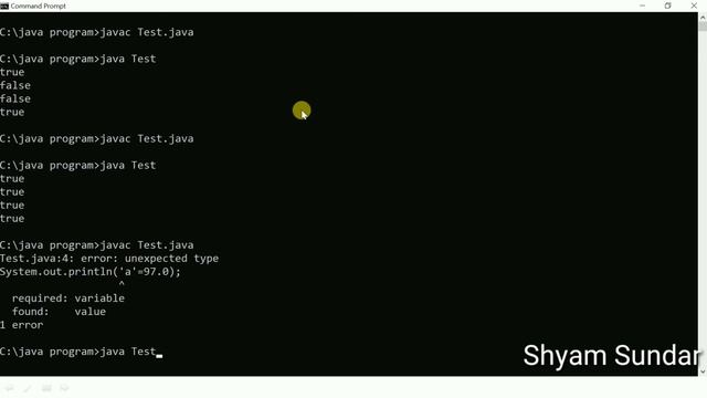 comparison operators in java || Shyam Sundar