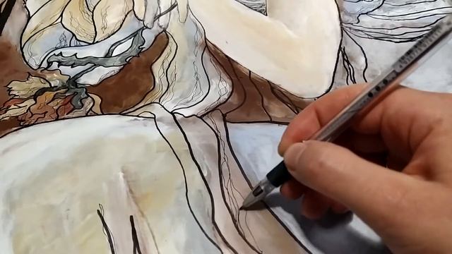 DIY | Прорисовываем детали на картине быстро и легко | Живопись для начинающих | Акрил, фломастеры