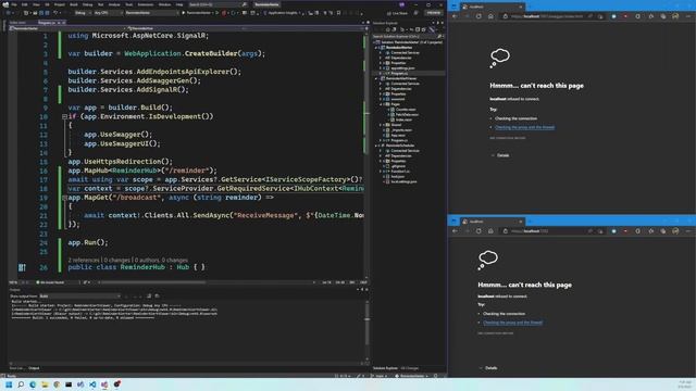 Minimal API real-time communication with SignalR in Visual Studio