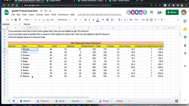 Grade 9 ICT   Excel functions and formulas   Workbook   Sinhala