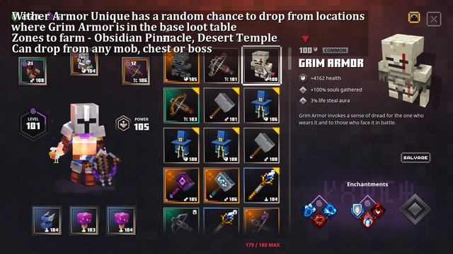 Where to get Wither Armor Minecraft Dungeons Unique Grim Armor