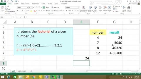 17. FACT, FACTDOUBLE function in Excel | Math & Trig