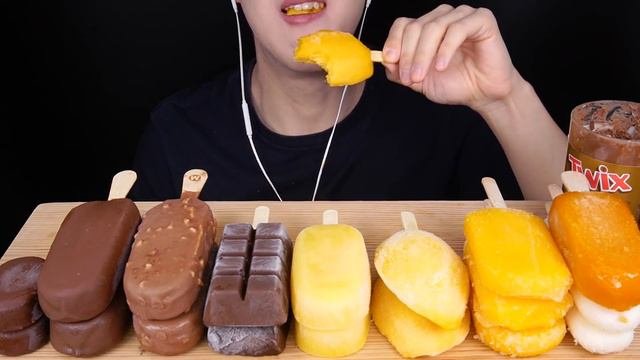 ASMR YELLOW CHOCOLATE ICE CREAM MAGNUM PARTY NUTELLA DESSERT MUKBANG 먹방チョコレートアイスクリーム咀嚼音EATING SOUND