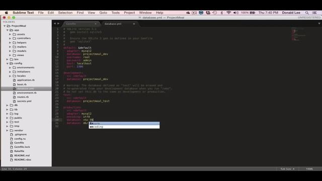 Ruby on Rails Tutorial 02 Database Configurations