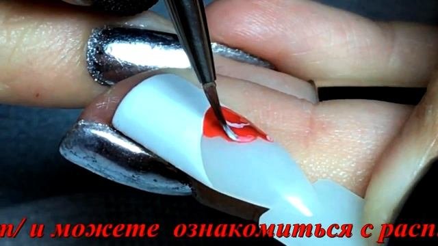 Красный тюльпан гель краской на френче! Техника выполнения света и тени в дизайне!
