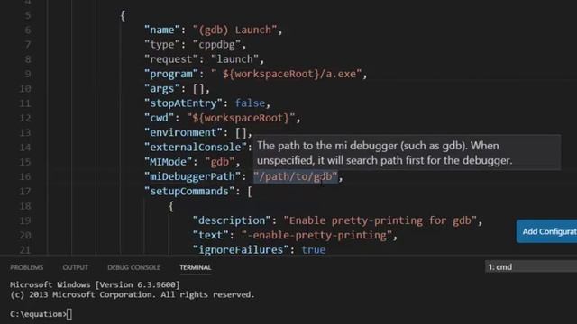 debugging c++ with gdb in visual studio code