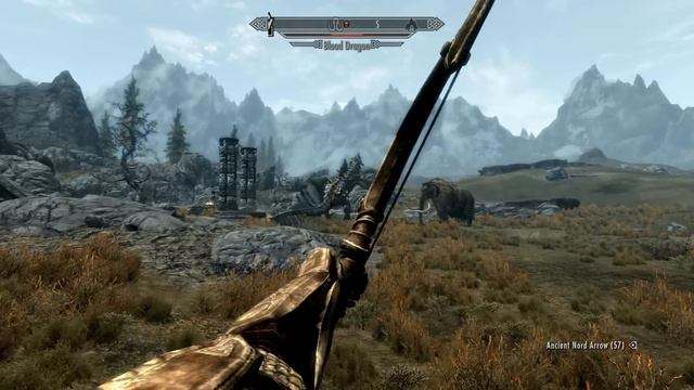 Skyrim- Blood Dragon vs Giant and Mammoth