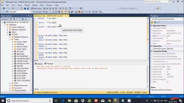 difference between Union Unionall Intersect except Operators in SSMS