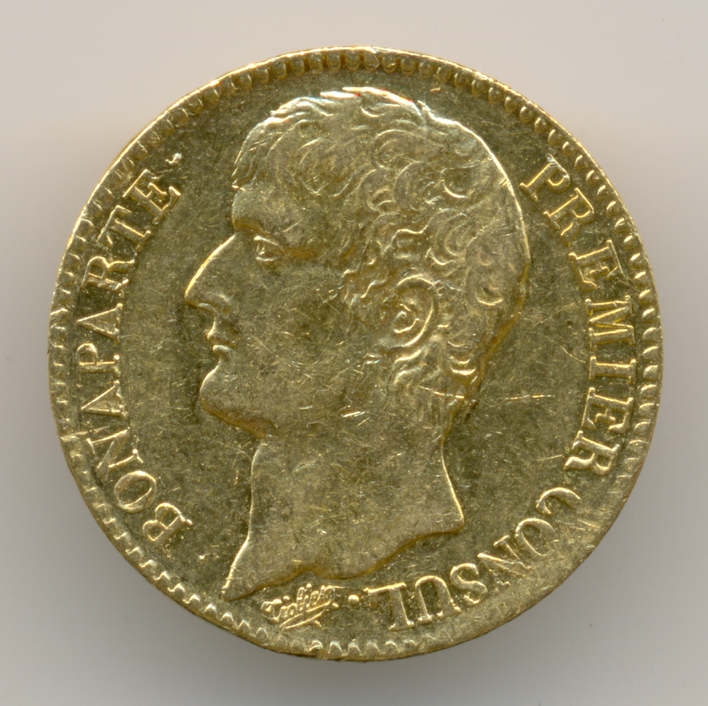 Нумизматика. Золотая монета. Франция, 40 франков 1803 года, 12 года республики.