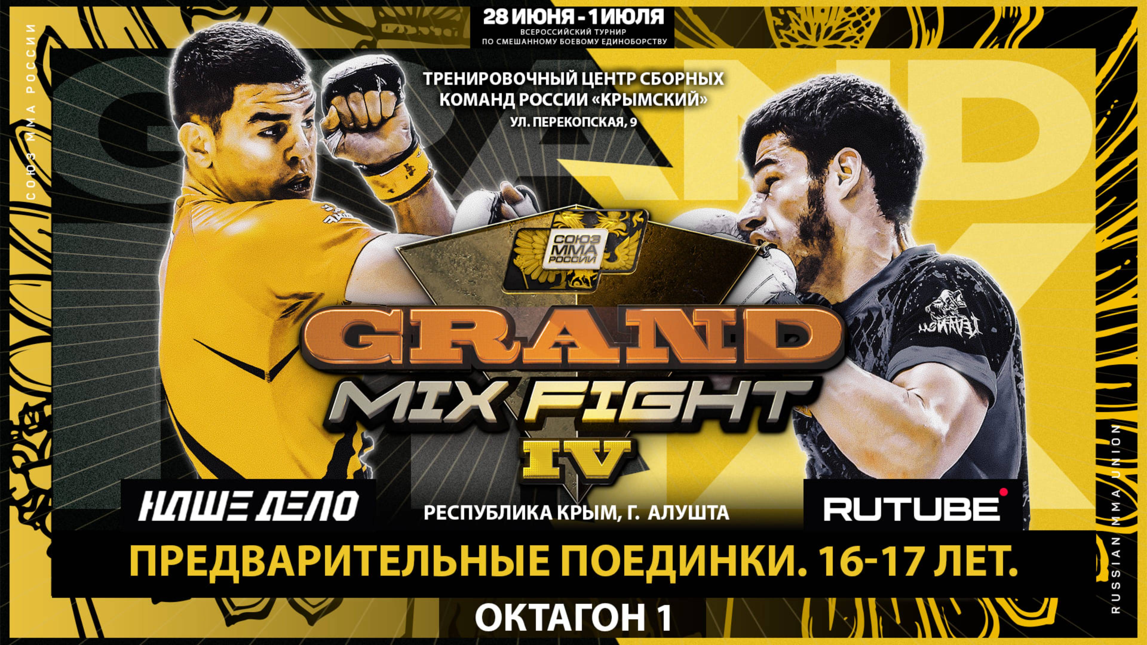 Grand Mix Fight IV. Финалы 14-15 лет. Предварительные поединки 18-20 лет. Октагон 1