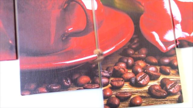 Модульная картина "Чашка кофе и тюльпаны"