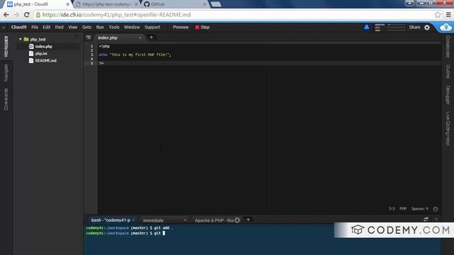 PHP Version Control Using Git and Github in the Cloud