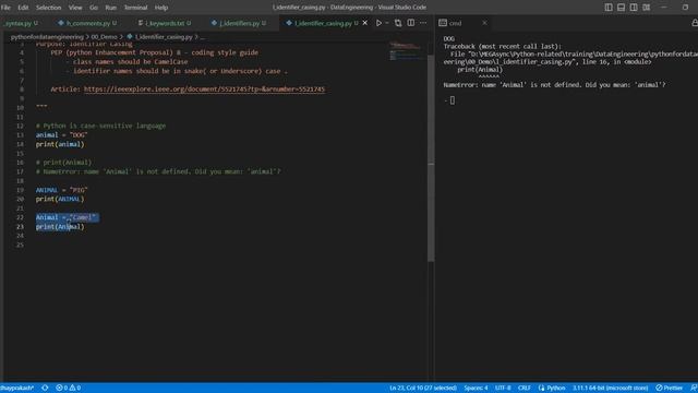 Class02b comments keywords Identifiers semicolon operator