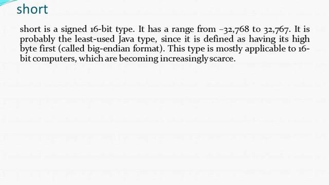 Integers - Java  (byte, short, int, long)