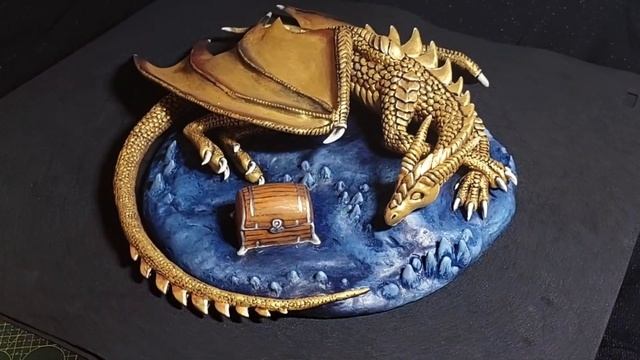 Спящий золотой дракон ручной работы | Мифическое существо | Gold dragon figure fantasy