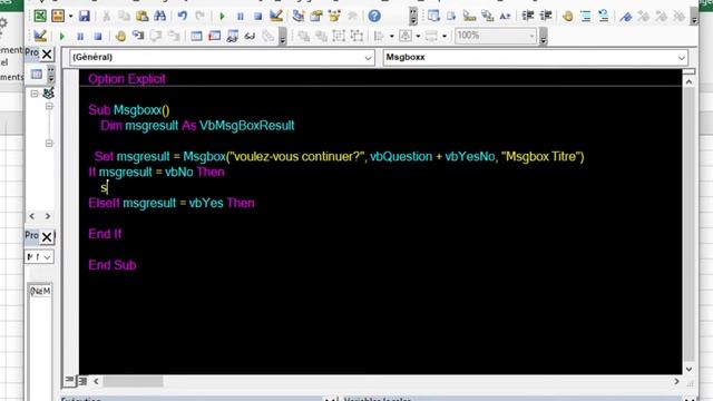 VBA Excel : Msgbox (2)