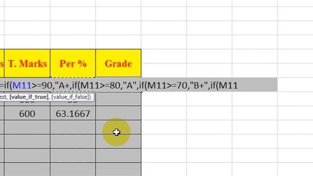 How to find Grade in MicroSoft Excel?