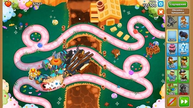 Прохождение Bloons TD 6! Конфетный водопад: Сложный Чемпанзе Chimps! Блунс ТД БТД BTD BTD6!