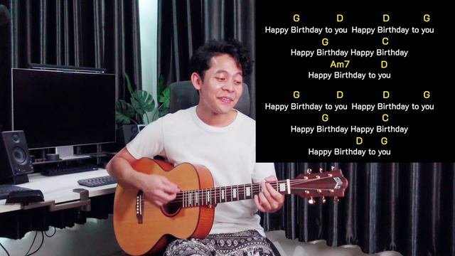 สอนกตาร เพลงวนเกด Happy Birthday  แบบงายๆ  ตคอรดเกา  แนะนำมอใหม