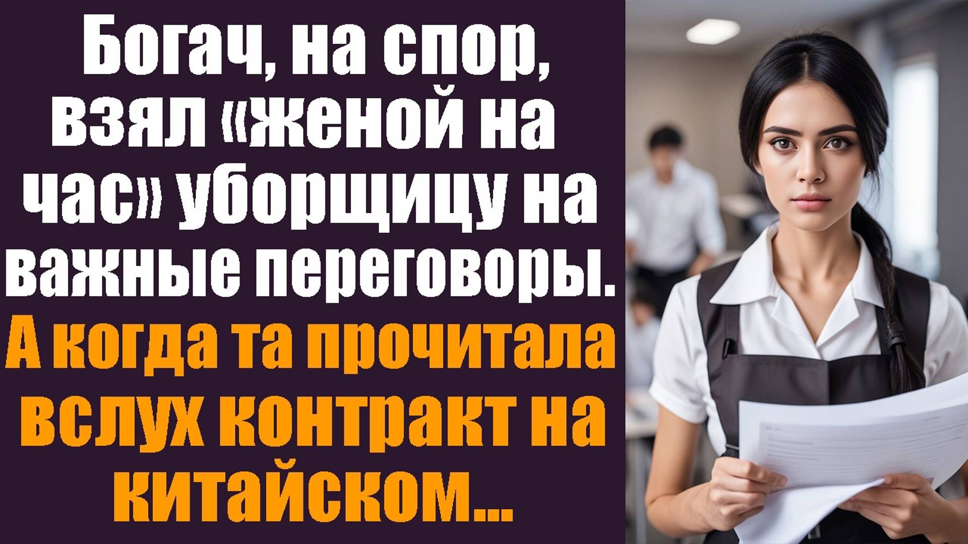 Богач на спор "взял женой на час" уборщицу на важные переговоры. А когда та прочитала вслух контракт