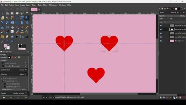 Rotate Objects Around a Center in GIMP