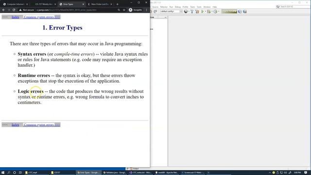 7.1 Exceptions, Console Input Validation, Handling Errors