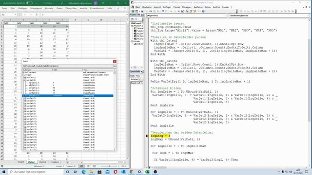 204. Excel-VBA: Array total: Tabellen vergleichen und gemeinsame Sätze ermitteln und ausgeben