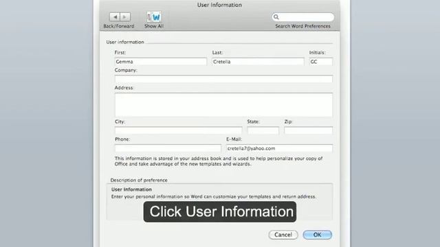 Microsoft Office Word MAC: Personalizing a File