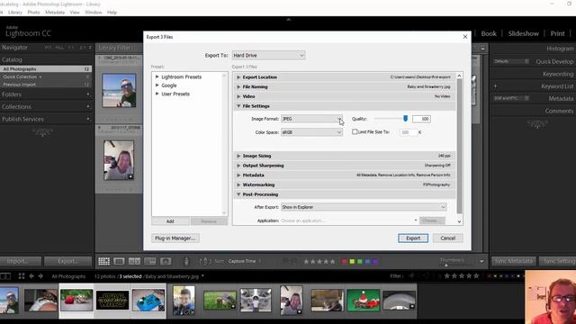 Exporting images from Adobe Lightroom