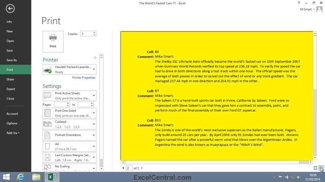 3-11: Print Excel Cell Comments at the End of, or Within a Worksheet