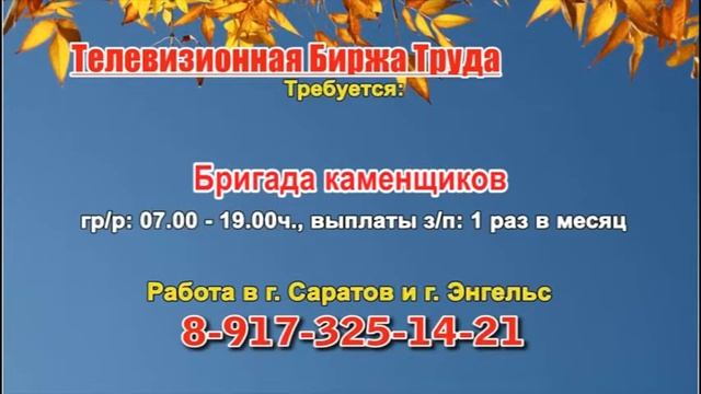 10 сентября _17.30_Саратов-24_Работа в Саратове_Телевизионная Биржа Труда