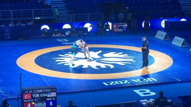 Вольная борьба.Прогиб.Чемпионат Мира 2021.Финал 97кг.Брэкстон Амос США - Полат Полатчи Турция