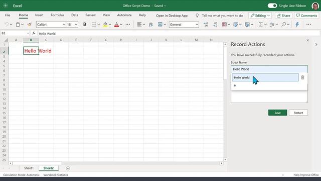 Excel Online -  Introducing Office Scripts
