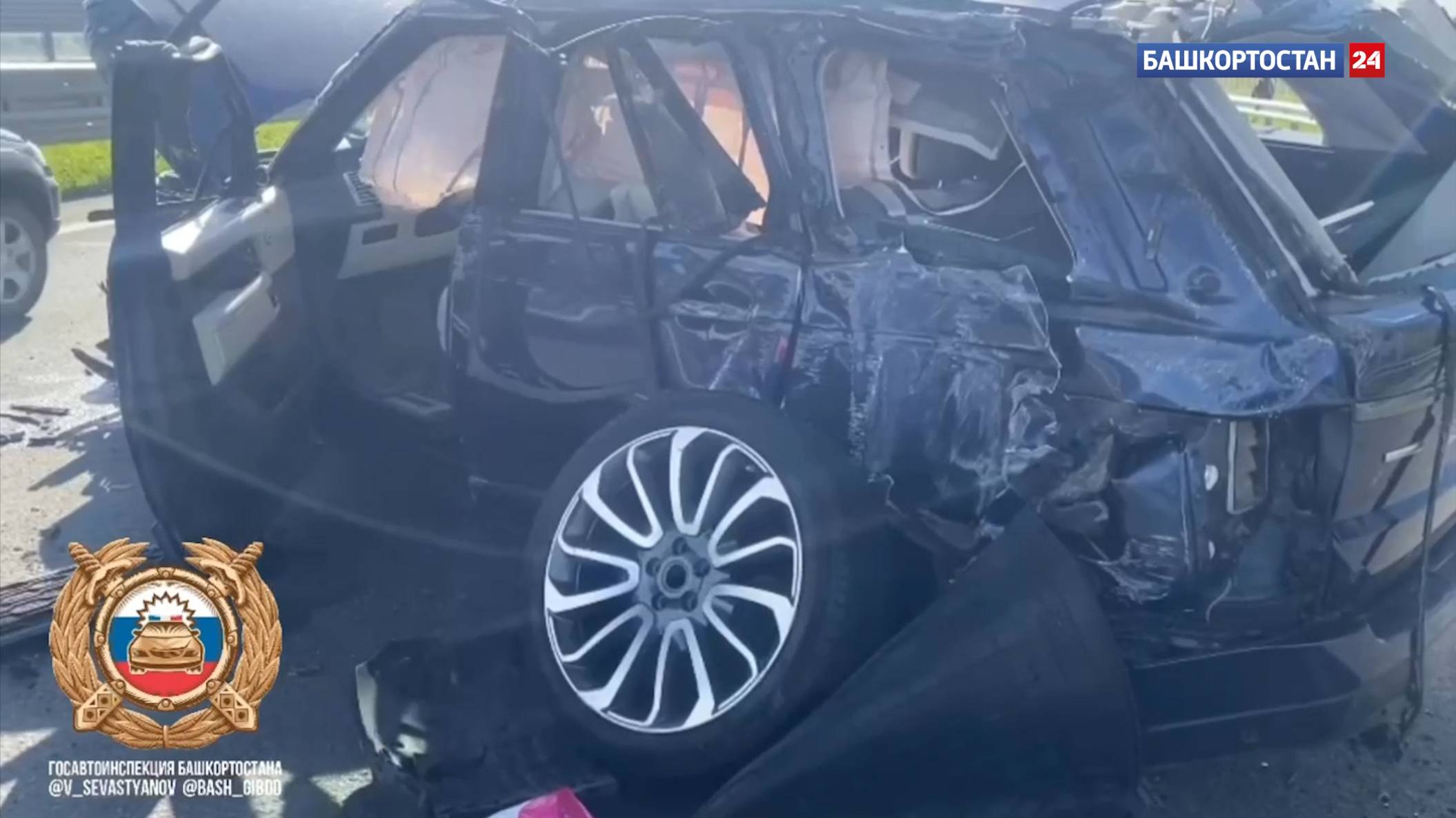 Появилось видео с места смертельной аварии на трассе в Башкирии, где погиб водитель Land Rover