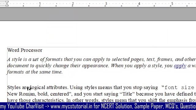 Unit 1 Digital Documentation | 1- Create and Apply Styles | Class 10 Information Technology Code 40
