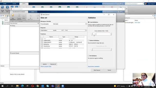 Forecasting using Matlab Regression Learner app