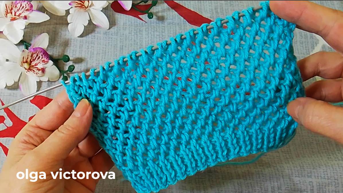 Мелкая ажурная сеточка соты спицами 222 Вязание Узоры спицами Knitting patterns