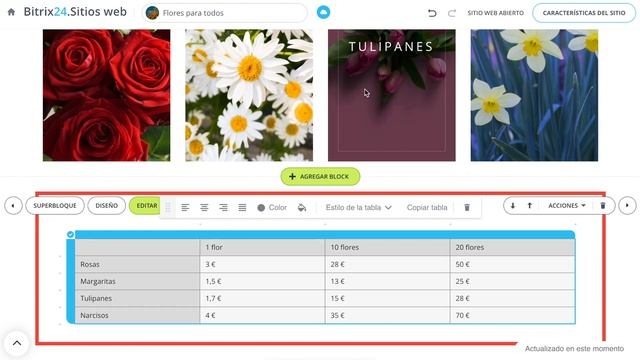Sitios Web - Tablas en sitios web y bases de conocimientos | Bitrix24