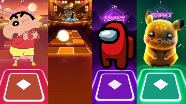 Sinchan vs Crazy Frog vs Among Us vs Pikachu -Tiles Hop EDM Rush