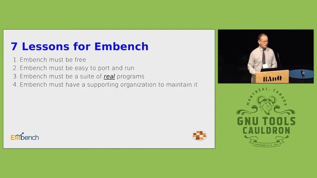 Using Embench to measure GCC performance for deeply embedded targets - GNU Tools Cauldron 2019