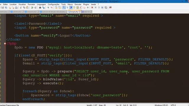 Bcrypt Aula 05  - Autenticação no Login com Bcrypt