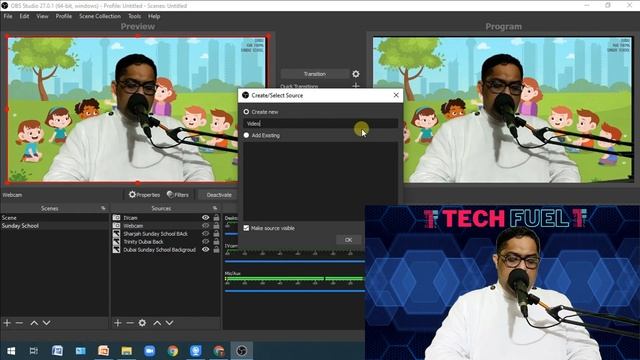 | TECH FUEL - 04 | OBS TUTORIAL | SCENES | SOURCES | ADDING/CROPPING IMAGE, WEBCAM, VIDEO, MEDIA |