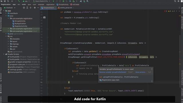 Android Chat SDK - Group Creation - Quickstart Demo