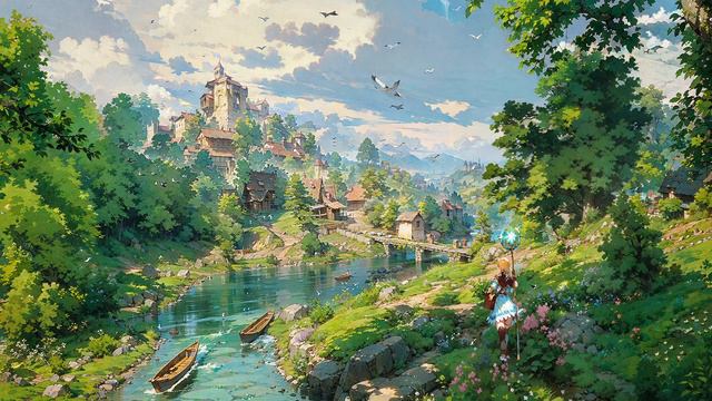 Beautiful Medieval Fantasy Music -  Riverside Town Foresta Village   Vol. 56