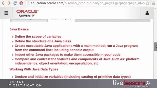 OCA Java SE 8 Programmer I (1Z0 808): A Course Introduction