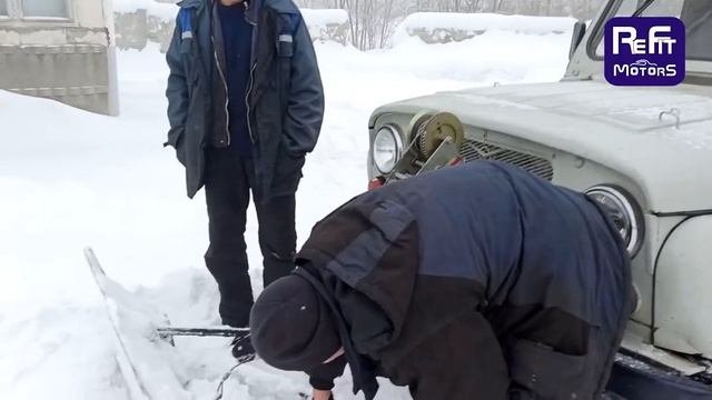 Испытания отвала для УАЗа.
