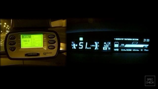 Toyota Prius XW30 0-100 racelogic acceleration, 402m
