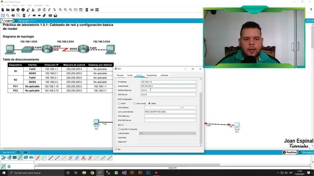 Cableado Y Configuración De Rauter Cisco Packet Tracer Ejercicio 1.5.1 ERouting