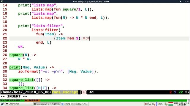 Erlang tutorial day 4 (Higher Order Functions and List Comprehensions)