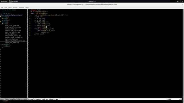 [Warmup] [Easy] Sherlock And Squares - HackerRank